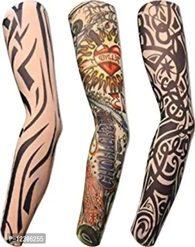 Zhunmun Nylon Pack of 3 Tattoo Arm Sleeve for Boys, 3 pcs Temporary Tattoo Sleeves 3pcs Set Arts Temporary Fake Slip On Tattoo Arm Sleeves?(Size - Freesize), arm Sleeve for Boys & Girls|2|