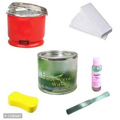 Red Ballons Aloe vera Wax (500 ms), Wax Heater Auto Cut, 40 Pcs Waxing Strips + 1 Spatula / Waxing Knife and Waxing Sponge + After wax Gel (Big Combo of 6)