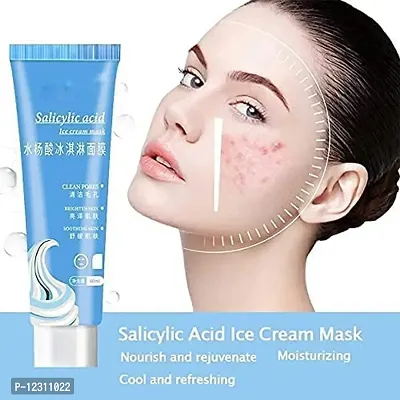 Zhunmun Natural Salicylic Acid Ice Cream Mask Tube for Face Gel Hydrating Moisturizer Cleanser for Dry/Sensitve Skin, Blackheads Remover, Nourish Men Women 240 ml Combo pack of 2 (240 ml)-thumb2