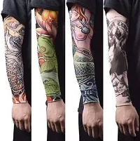 Zhunmun Nylon Pack of 4 Tattoo Arm Sleeve For Boys, 4 pcs Temporary Tattoo Sleeves 4pcs Set Arts Temporary Fake Slip On Tattoo Arm Sleeves?(Size - XXL, Multicolor), unisex arms sleeve-thumb4