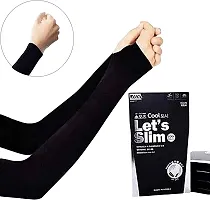 Zhunmun Let's Slim Nylon Arm Sleeves for UV Protection Driving, Sports, Dust, Pollution, Sunburn, Gym, Running, Cricket, Tennis, Basketball, Badminton, 1 Pair-thumb2