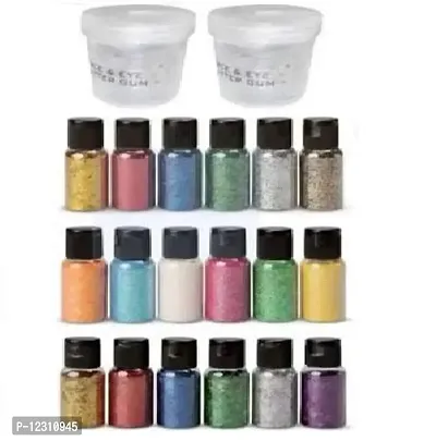 Red Ballons Eye Glitter Powder Set And Nail Art Decoration with Glitter Gum 18 Bottles with 2 Glue Gum