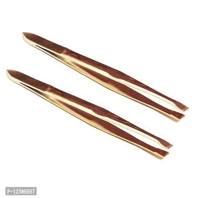 Red Ballons Tweezer Golden - Slant Tip Tweezers & Eyebrow Plucker for Upper Lip, Eyebrows & Blackhead - Pack of 2