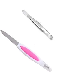 Red Ballons manicure_kit Cuticle Trimmer, 2 in 1 Nail Filer Manicure Tool, with 1 Stainless Steel Tweezer-thumb1