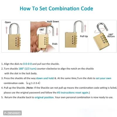 Xingli 4 Digit Golden Small Digital Door Lock Code Change, Password Door Digital Lock, Travel time Luggage Lock-thumb4