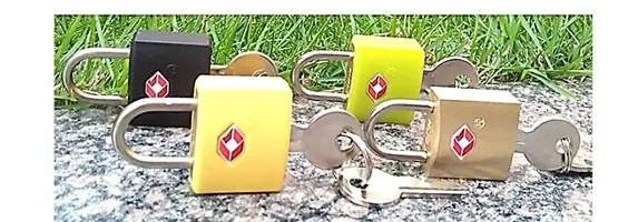 TSA Coloured (Yellow) Approved Suitcase Padlock - Key-thumb3