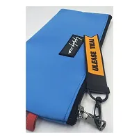 Xingli A5 File Folder [G] [Blue], Bank Deposit Money Bag Pouch, Utility Leatherette Security Vinyl Zipper Wallet Pouches for Cash Money, Cosmetics, Tools-thumb2