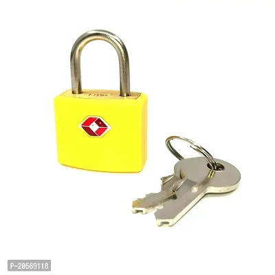 TSA Coloured (Yellow) Approved Suitcase Padlock - Key-thumb0