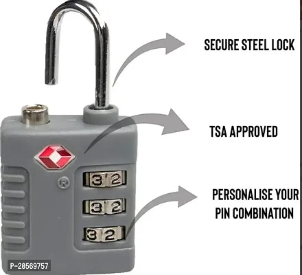 TSA 3-Digit (Silver) Dial Lock for suitcases, lockers, Filling cabinets, toolboxes and Bags.-thumb5