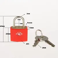 TSA Coloured Approved Suitcase Padlock - Key - (Red)-thumb3