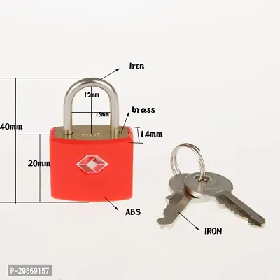 TSA Coloured Approved Suitcase Padlock - Key - (Red)-thumb4