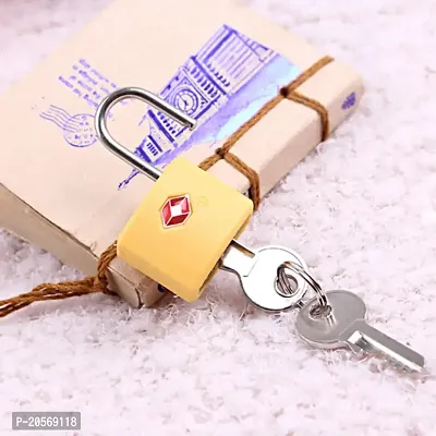 TSA Coloured (Yellow) Approved Suitcase Padlock - Key-thumb2