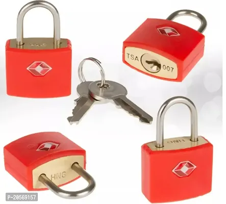 TSA Coloured Approved Suitcase Padlock - Key - (Red)-thumb3