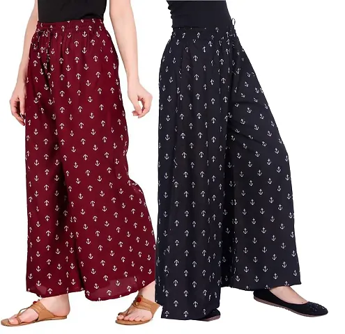 Stunning Rayon Printed Palazzos For Women Pack Of 2