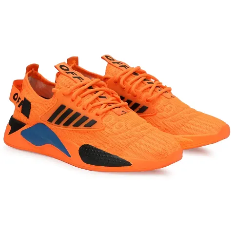 Nilatin Men Casual Sneakers Running Sports Shoes in Mesh Lightweight Air Shoes Made in India Orange