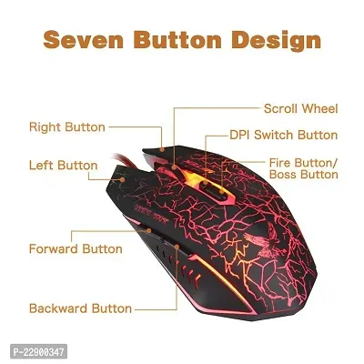 Bloodbat MFTEK Backlight 6 Button USB Gaming Mouse with 3200DPI, 1.5 Metre Nylon Braided Cable, Ergonomic Design (Black)-thumb2