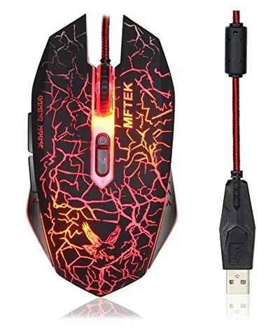 Bloodbat MFTEK Backlight 6 Button USB Gaming Mouse with 3200DPI, 1.5 Metre Nylon Braided Cable, Ergonomic Design (Black)