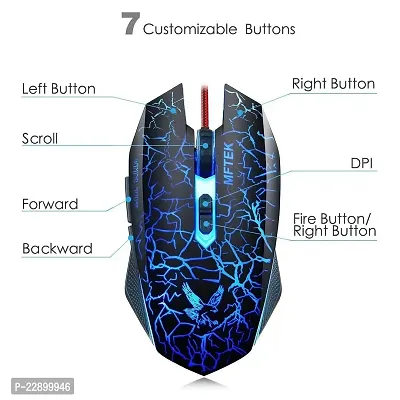 MFTEK Tag 7 2000 dpi LED Backlit Wired Gaming Mouse with Unbreakable ABS Body (Black)-thumb2