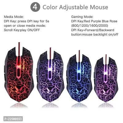 BlueFinger Adjustable DPI Gaming Mouse-BlueFinger? USB Wired 4Color 7 Programmable Buttons LED Backlit Gaming Mouse with Cool Crack Adjustable Color and DPI 800-1200-1600-2000-thumb2