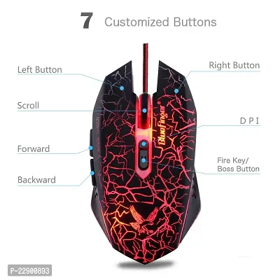 BlueFinger Adjustable DPI Gaming Mouse-BlueFinger? USB Wired 4Color 7 Programmable Buttons LED Backlit Gaming Mouse with Cool Crack Adjustable Color and DPI 800-1200-1600-2000-thumb3