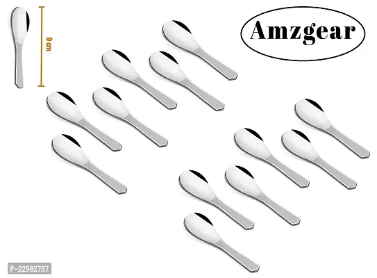 Amzgear Stainless Steel Small Set of 12 Pieces Masala Spoon, Set for Home/Kitchen Rust Proof High Durable Stylish Dishwasher Safe, Length 9 cm-thumb4
