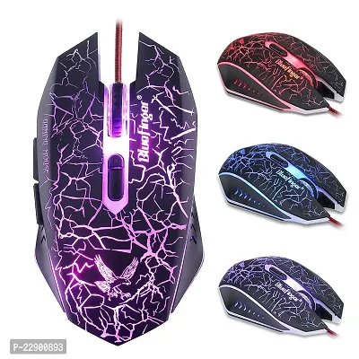 BlueFinger Adjustable DPI Gaming Mouse-BlueFinger? USB Wired 4Color 7 Programmable Buttons LED Backlit Gaming Mouse with Cool Crack Adjustable Color and DPI 800-1200-1600-2000-thumb0