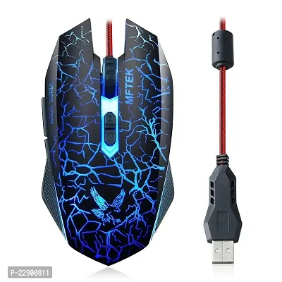 MFTEK 2000 dpi LED Backlit USB Wired Unbreakable ABS Body Gaming Mouse (Black)-thumb0