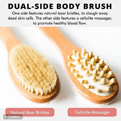 Dry Brushing Body Brush - Long Handled Exfoliating Brush, Body Brush, Dry Brush for Cellulite and Lymphatic Drainage Massager, Body Scrubber Shower Brush for Back, Skin (1 Pk)-thumb2