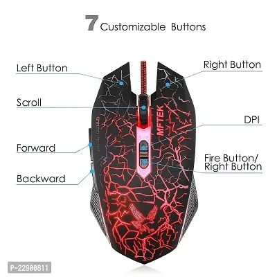 MFTEK 2000 dpi LED Backlit USB Wired Unbreakable ABS Body Gaming Mouse (Black)-thumb2