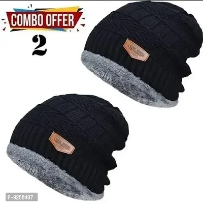 Unisex Snow Proof Inside Fur Wool Cap for Mens  Womens Black-thumb0