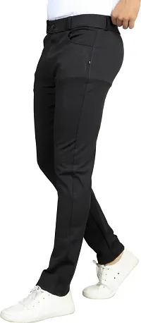 Stylish Black Lycra Blend Solid Trousers For Men-thumb1