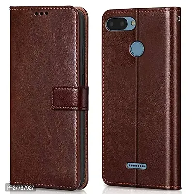Mi Redmi 6 Flip Cover Leather Finish | Inside TPU with Card Pockets | Wallet Stand and Shock Proof | Magnetic Closing | Complete Protection Flip Case-thumb0