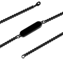 Utkarsh Unisex Black Color Cylinder Shape Single Plate Stylish Trending Fashionable Casual Style Daily Use Stainless Steel Friendship Wrist Band Cuff Box Linear Chain Bracelet-thumb1