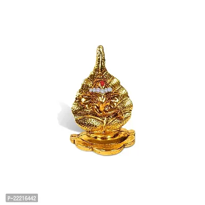 Utkarsh Ganesha/ganpati/vighanharta on Paan Leaf Idol( St/nano Pan Ganesha) Multicolor Metal God Stand for Home Deacute;cor/car Dashboard/temple Puja/office Table Showpiece-thumb5