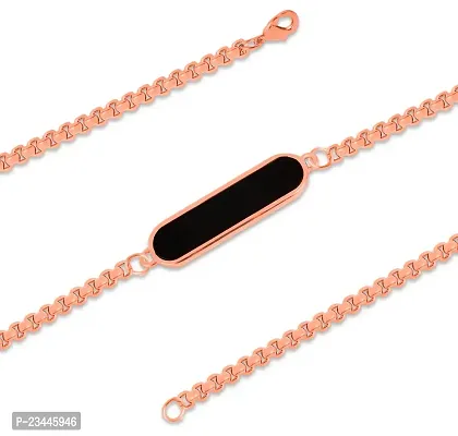 Utkarsh Unisex Rose-Gold  Black Plated Stainless Steel Cylinder Shape Single Plate Stylish Trending Fashionable Casual Style Daily Use Friendship Wrist Band Cuff Box Linear Chain Bracelet-thumb2