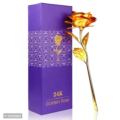 Utkarsh Golden Rose Flower with Golden Leaf with Gift Box Valentine Gift with Gold Plated Flower Bracelet for Girlfriend, Boyfriend, Husband and Wife Special Gift Pack-thumb4