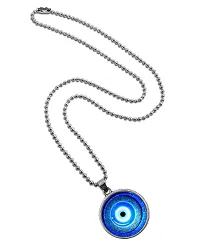 Utkarsh (Pack Of 2 Pcs) Unisex Stainless Steel Valentine's Day Special Blue Evil Eye Nazar Suraksha Kavach Locket Pendant Necklace With Ball Chain-thumb1