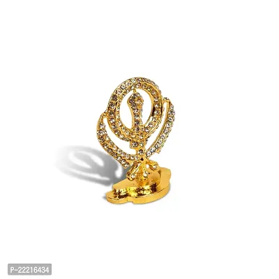 Utkarsh Sikh Religious Symbol Khanda Sahib Idol (Nano Khanda St/256) Multicolor Metal God Stand for Home Deacute;cor/car Dashboard/temple Puja/office Table Showpiece-thumb3