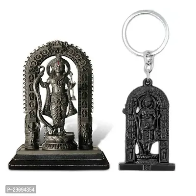 Utkarsh MDF Cutout Ram Lalla Wooden Sticker With Metal Ram Lalla Keychain-thumb0