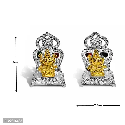 Utkarsh Set of 2 Pcs Goddess Laxmi Idol Lakshmi Maa Sitting on Singhasan Murti (Nano Omm Laxmi) Multicolor Metal God Stand for Home Deacute;cor/car Dashboard/Temple Puja/office Table Showpiece-thumb2