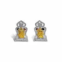 Utkarsh Set of 2 Pcs Goddess Laxmi Idol Lakshmi Maa Sitting on Singhasan Murti (Nano Omm Laxmi) Multicolor Metal God Stand for Home Deacute;cor/car Dashboard/Temple Puja/office Table Showpiece-thumb4