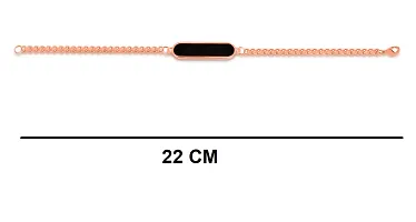 Utkarsh Unisex Rose-Gold  Black Plated Stainless Steel Cylinder Shape Single Plate Stylish Trending Fashionable Casual Style Daily Use Friendship Wrist Band Cuff Box Linear Chain Bracelet-thumb2
