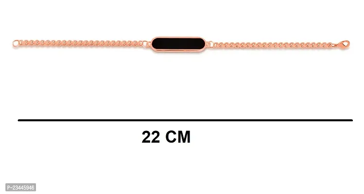 Utkarsh Unisex Rose-Gold  Black Plated Stainless Steel Cylinder Shape Single Plate Stylish Trending Fashionable Casual Style Daily Use Friendship Wrist Band Cuff Box Linear Chain Bracelet-thumb3