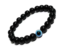 Utkarsh Black 8mm Moti Beads/Stone Evil Eye Nazar Suraksha Kavach Freindship Wrist Band Cuff Stretchable Elastic Bracelet-thumb2