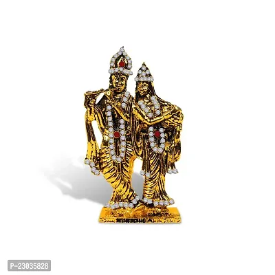 Utkarsh Lord Radha Krishn / Krishna Standing Idol (St-509) Golden Antique Metal God Stand Statue for Home/ Mandir/office Table Decor /Car Dashboard Murti Showpiece-thumb5