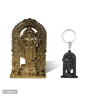 Utkarsh Metalic Green Metal Ram Lalla With Black Color Ram Lalla Keychain