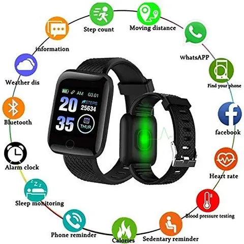 Smart Watch ID116 Fitness Tracker Watch Heart Rate with Activity Tracker Waterproof Body Functions Like Steps Counter, Calorie Counter, Heart Rate Monitor