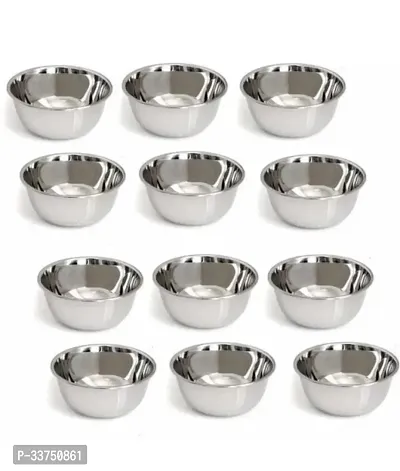 Stainless Steel Dessert Bowl bowl 12  (Pack of 12, Silver)-thumb2