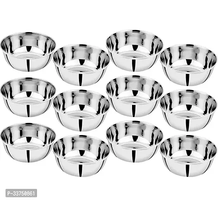 Stainless Steel Dessert Bowl bowl 12  (Pack of 12, Silver)-thumb3