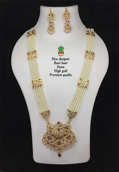 SVOJAS Traditional Style Plated Rajputi Rajasthani Bridal Dulhan Jewellery for Women Latest Rajwadi Floral Kundan AND DIMEOND HAR WITH Earring, Wedding Set